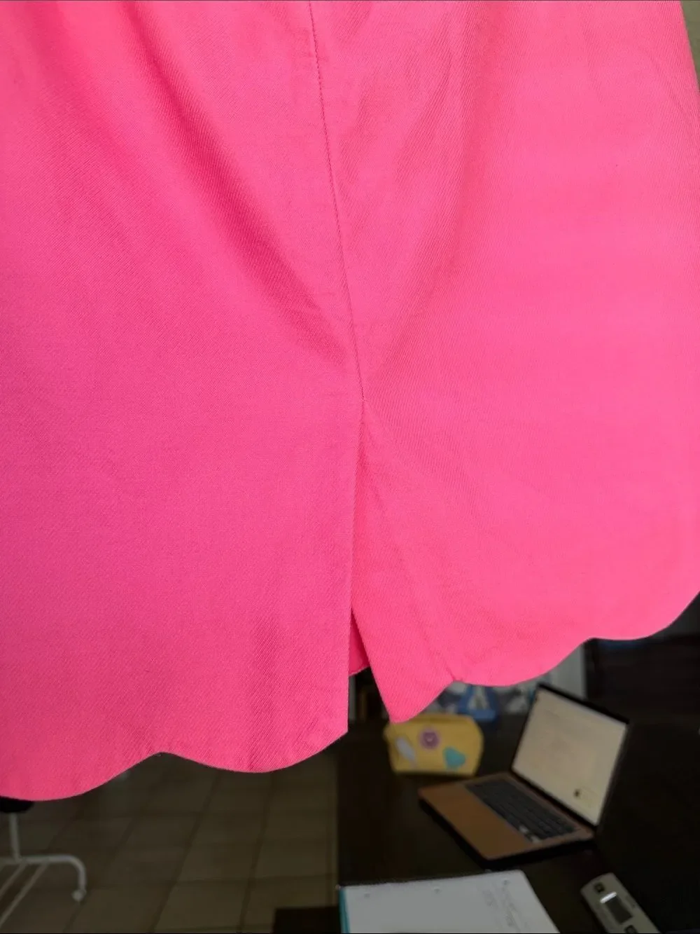 J. Crew Barbie Pink Scallop Hem Cotton Summer Pencil Skirt
